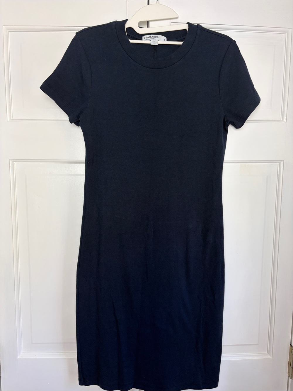 Stateside Navy Blue Short-Sleeve Midi Tee Dress